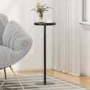 TUTOTAK Tall Round Side Table, Small End Table, Beside Table, Drink Table, Pedestal Side Table, livingroom, Black TB01BK065, 1 Pack
