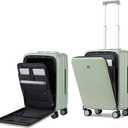 Hanke Grace Hard Shell Suitcases with Wheels,20 Inch Carry On Luggage Airline Approved with Aluminum Frame, Travel suitcase with Front Pocket Travel Luggage for Short Business Trips, Bamboo Green.