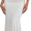 Summer One Shoulder Wedding Guest Dresses for Women Elegant Long Formal Bodycon Ruched Bridesmaid Midi Dress 2026 (White, L)