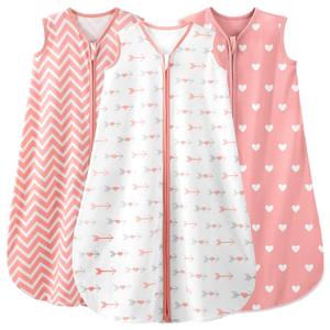 Yoofoss Baby Sleep Sack 0-6 Months Baby Wearable Blanket 100% Organic Cotton 2-Way Zipper TOG 0.5 Toddler Sleeping Sack, Lightweight Sleep Sacks for Babies(Small) (Pink Arrow)