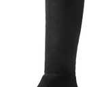 Shoe'N Tale Women's Knee High Boots Flat Low Heel Stretchy Round Toe with Side Zipper (9, Black)