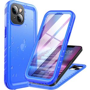 Cozycase Compatible with iPhone 14 Waterproof Case - Full Body Shockproof Dustproof Dropproof Built in Screen Protector Rugged Waterproof Case for iPhone 14 6.1 Inche Blue