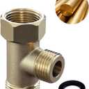 Brass Made T Adapter Compatible with LUXE Bidet, Brass T Valve for (7/8 x 7/8 x 1/2), 3-way T Connector Bidet Attachment for Toilet
