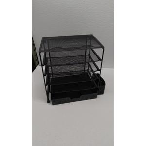 Simple Houseware 5-Tier Document File Tray with Supplies Sliding Drawer and Pen Bucket, Black