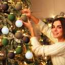 HyDren 16 Pcs Neutral Textured Christmas Ball Ornaments 2.4 Inch Vintage Christmas Tree Hanging Decor Plastic Matte Rustic Boho Ornaments with Loop for Xmas Holiday Farmhouse Decoration(Retro Colors)