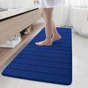 Buganda Memory Foam Bath Mat, 70" x 24", Ultra Soft and Non-Slip Bathroom Rugs, Water Absorbent and Machine Washable Bath Rug Runner for Bathroom, Shower, and Tub, Navy Blue