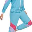 80s 90s Retro Windbreaker Set Women Workout Costume Outfit Track Suit for Women (Blue, L)