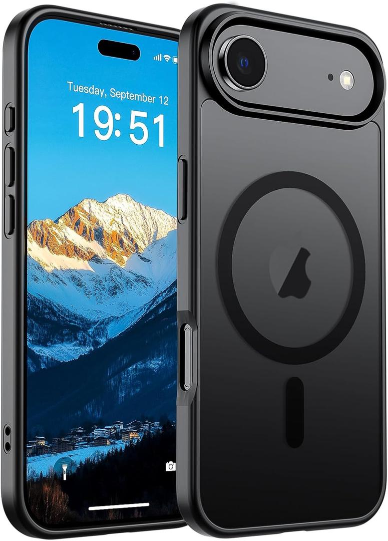 SUPFINE Magnetic for iPhone Air Case (Compatible with MagSafe)(Military Grade Drop Protection) Slim Translucent Matte Shockproof with Anti-Fingerprint Phone Cover for 17 Air, Black