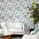 Timeet Peel and Stick Wallpaper Boho Leaf Contact Paper Removable Self Adhesive Vinyl Wall Paper Blue and White Wall Mural Decoral for Cabinets and Drawers Countertops Waterproof 17"x 197"