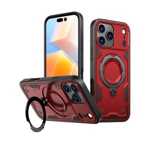 iPhone 14 Pro Case with 360°Spin Invisible Magnetic Stand,Support Wireless Charging,Hybrid Protective Slim Fit Shockproof Heavy Duty Protection Cover, Red