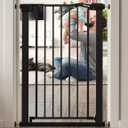 BABELIO 36" Tall Narrow Baby Gate, 26-28.5" Auto-Close Metal Pet Gate for Small Stairs/Doorways/Hallways, NO Drilling Pressure Mounted for Child and Pets, NO Extensions, Black