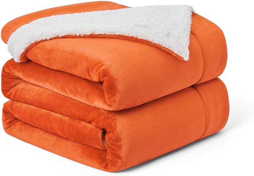 Walensee Sherpa Blanket (Throw Size 60x80 Orange) Super Soft Fleece Plush Blankets for Bed, Couch, Sofa, Fuzzy Warm Cozy Microfiber Flannel Lightweight Throw Blanket for Adults, Man, Woman (60"x80")