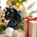 2 x Black Cat Ornament, Christmas Ornament  Christmas Tree Decor, Holiday Decoration, Stocking Stuffer, Festive Gift Idea, Gifts for Cat Lover, Friends, and Family