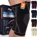 Knee Brace for Pain Relief - 2 Pack Knee Sleeves for Men and Women - Support for Weightlifting, Gym, Workout, Volleyball - Meniscus Tear, ACL, Arthritis, XL