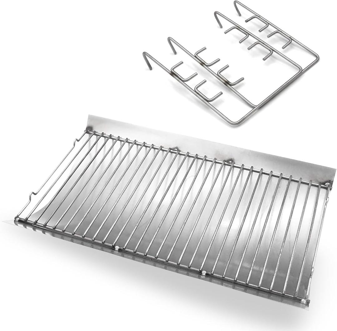 Grill Ash Drip Pan with Stainless Steel Fire Grate and Hanger for Chargriller 5050, Chargriller 5072, Chargriller 5650,20 3/8 inch x 12 13/16 inch