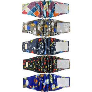 Reusable Dog Diapers Male High Absorbing Belly Band for Dogs Washable Male Dog Belly Band with Cute Patterns 5packs (L, 14 - 18 Waist)
