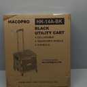 Folding Utility Cart Portable Rolling Crate Handcart Shopping Trolley Collapsible Tool Box, with Lid, Basket on 4 Rotate Wheels, for Grocery, Office, Luggage, Teacher (Black)