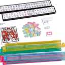 American Mahjong Tile Set,166 White Tiles Mahjong Set,4 Colors Mahjong Racks,Travel Mahjong Set