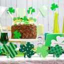 COCHIE Shamrock St Patricks Day Decorations, Wooden St. Patrick's Day Tiered Tray Decor Set of 4, Green Clover Saint Patrick Day Table Top Decoration for Home, Shelf, Door, Office Party (Pattern)