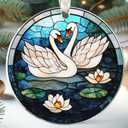 Swan Christmas Ornament - Swan Ornaments for Christmas Tree, White Bird Ornaments - Swans Gifts for Women, Nature Lovers - Stained Glass Style Acrylic Ornament 2025