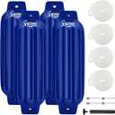 4.5/5.5/6.5/8.5/10/16 inch Boat Fenders 4 Pack,Ribbed Twin Eyes Vinyl Boat Bumpers Fenders,Boat Bumpers for Docking Come with Ropes Needles and Pump to Inflate, 10 x 30 inch