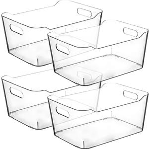 Clear Plastic Storage Bins for Kitchen Organization or Pantry Organizers and Storage, Freezer Fridge Organizer Storage Containers Bin for Organizing Refrigerator Medicine Closet Cabinet Organizers (Large)