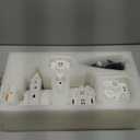 Christmas Village Sets- 13 Pieces Indoor Christmas Decorations, White Ceramic Village Houses Set of 4 with 7 Trees & 2 Deer, Mantel & Room & House Table Decor, Farmhouse Rustic Holiday Decor