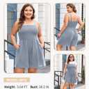 Eytino Plus Size Jumpsuits for Women Loose Summer Smocked Square Neck Sleeveless Short Rompers with Pockets(1X-5X) (Blue)