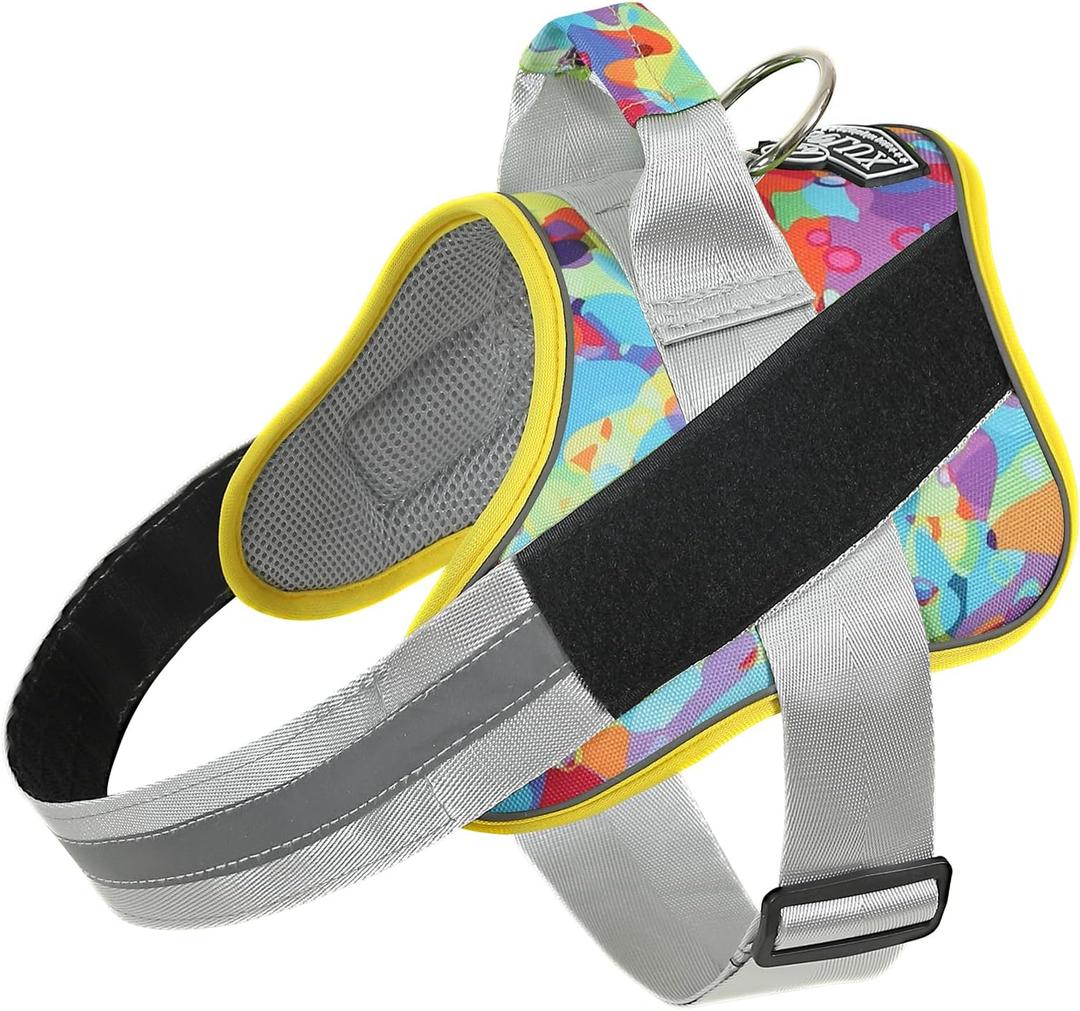 Dog Harness, No-Pull Reflective Dog Vest, Breathable Adjustable Pet Harness with Handle for Outdoor Walking - No More Pulling, Tugging or Choking (Medium (Pack of 1), Watercolour)