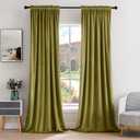 MIULEE Moss Green Velvet Curtains Thermal Insulated Blackout Curtain Drapes for Bedroom Living Room Darkening 84 Inches Long Curtains Panels Rod Pocket Set of 2