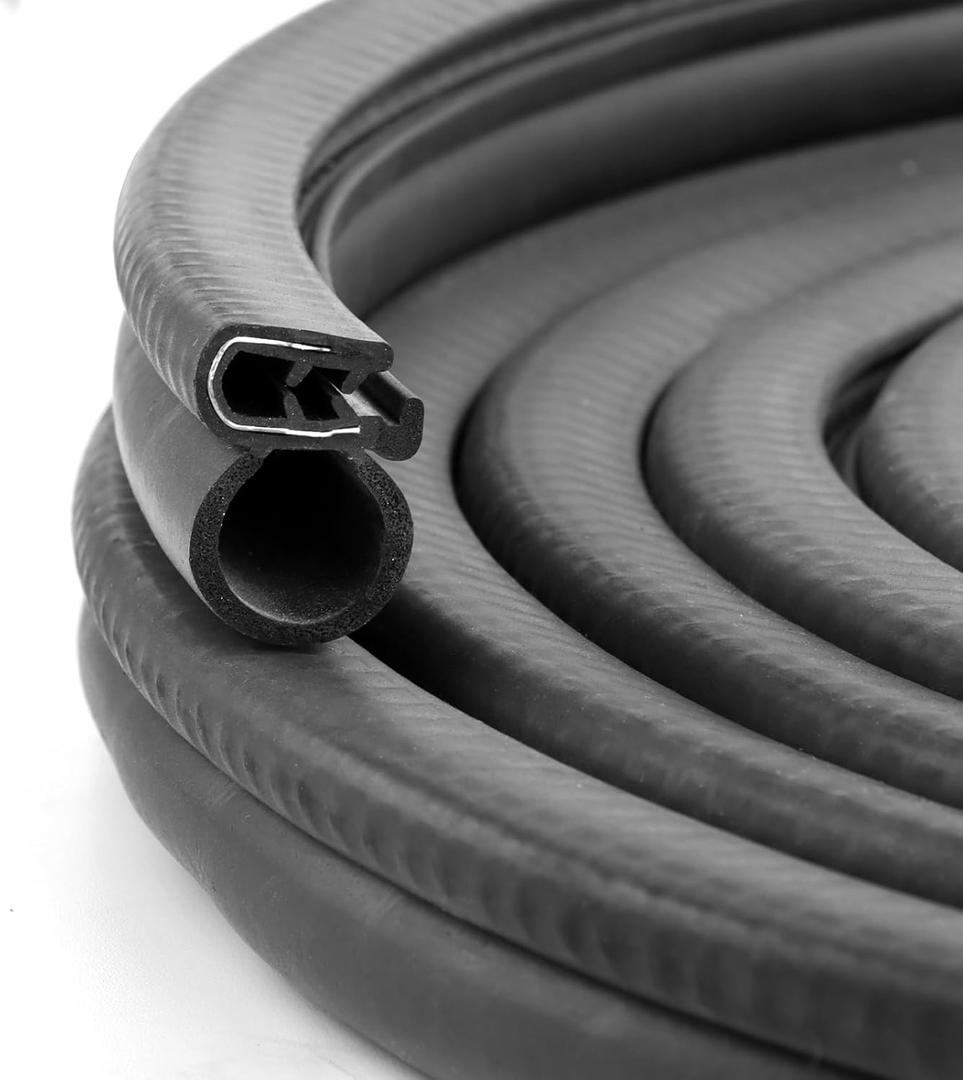 0.59"0.9" Rubber U Channel Bulb Trim Seal,Flexible PVC Edge Guard Trim for Cars,Boats and RVs,Anti-Collision,Resistant Wear,Waterproof,Reduce Noise (12FT)
