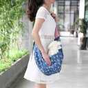 Double-Layer Adjustable Pet Carrier Sling Bag for Large Dogs and Cats, Reversible Design,Dogs cat mom gifts , Navy and Pink (blue)