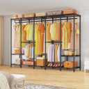 Ulif H50 Extra Large Clothes Rack, Heavy Duty Garment Rack, Freestanding Portable Closet, Clothing Racks for Hanging Clothes, Wardrobe Closet 89.8'' W x 15.8" D x 76.4" H, Max Load 1400 Lbs, Black