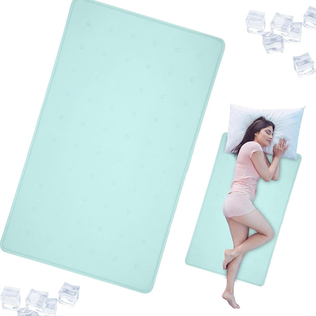 Drydiet Cooling Pad Mat for Bed Cooling Mattress Pad Gel for Sleep, Summer Hot Flashes, Adult, Pets, No Water or Electricity Required(Plain,47 x 27.5 Inch,Light Blue)