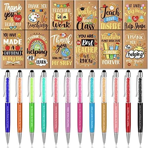 24 Pcs Funny Pens Notepads Gifts Set for Teacher Nurse Christian Theme Appreciation Gift Bulk Inspirational Negative Motivational Notepad Diamond Ballpoint Pen for Nurse Teacher Office (Classic)