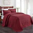 Superior Aspen Cotton Blend 3 Piece Bedspread Set, Oversized Bedspread, 2 Pillow Shams, Medium Weight Blanket, Home Bed Decor, Floral Scalloped, Matelasse Coverlet, Bedding Essential, King, Burgundy