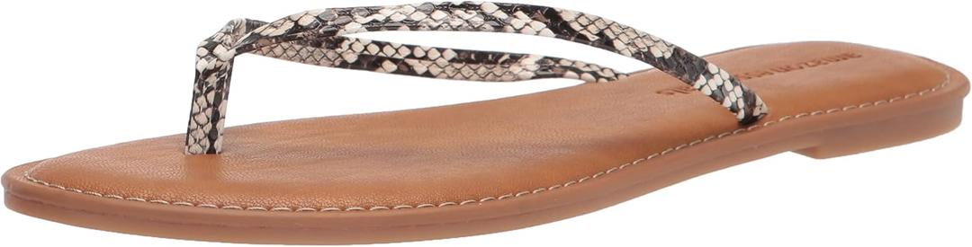 Amazon Essentials Women's Thong Sandal (13 Wide, Black White Snake Print)