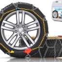 Snow-Chains Auto Fixing 1 Min Quick Fit Easy Installation Tire-Chains, Portable Reusable Universal Emergency Tire Traction Chain for Passenger Car, Pickup Trucks and SUV - Set of 2 (HN-110)