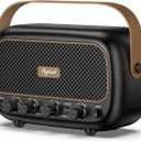 POGOLAB Mini Guitar Amplifier, 5Wx2 Portable Electric Guitar Amp, Rechargeable Bluetooth Speaker, Clean/Overdrive Effects, 7H Playtime, Headphone Jack, Small Practice Amp for Daily Play/Jamming