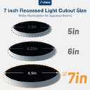 Amico 12 Pack 7 Inch 5CCT Ultra-Thin LED Canless Recessed Ceiling Light with Junction Box, 2700K/3000K/3500K/4000K/5000K Selectable, 15W=100W, 1300LM High Brightness, Dimmable Wafer Downlight, ETL&FCC