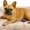 FUNNY FUZZY 30x20 Washable Dog Bed Crate Mat, 2 in1 Pet Pillow Sleeping Bed, Fluffy Deluxe Kennel Mattress for Medium Dog and Cat,Charcoal Grey,M,Beige