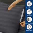 Standard Pillow Protector Set of 2, 100% Egyptian Cotton Pillow Cases with Zipper 400 Thread Count Sateen Weave Cotton Pillow Protector Standard Size Pillow Covers for Home/Hotel (Stripe-Dark Grey)
