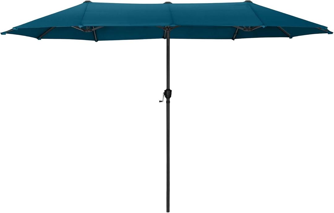 HERA'S PALACE 13 Ft Double-Sided Twin Patio Umbrella, Outdoor Double Sided Market Patio Umbrella with Crank, Powerful UV Protective (Cerulean)