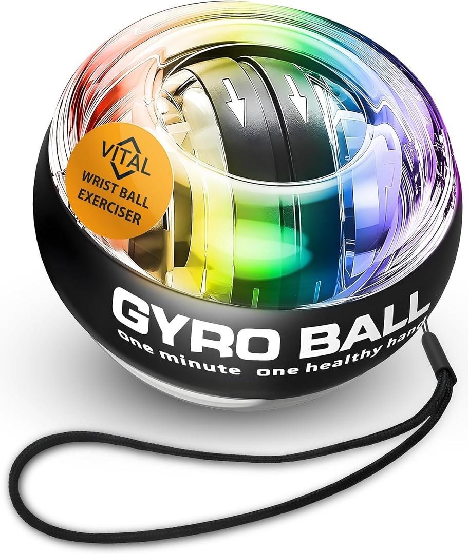 Vital Wrist Ball Exerciser Gyro Ball Hand Gyroscopic Wrist Strengthener & Forearm Trainer with Zinc Rotor Grip Strength Training, Wrist Exerciser & Arm Exercise Equipment Portable Fitness Accessory (Multi Color With LED Lights)