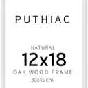 puthiac 12x18 Solid Oak Wood Picture Frame, White, 1 Pack