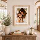 Solid Wood 11x14 Picture Frame Beaded Frame with 8x10 Mat, Rustic Vintage 11 by 14 Photo Frame Matted with Plexiglass for Wall Display, Rustic White