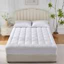 CozyLux Queen Size Mattress Pad Pillow Top Cotton Cooling Mattress Topper 8-21" Deep Pocket Mattress Cover Quilted Fitted Cooling 450GSM Mattress Protector (60x80 inch,White)