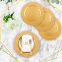 Zhehao 100 Pcs Charger Plates Bulk 13 Inch Round Wedding Chargers Plastic Plate Dinner for Wedding Party Baby Shower Table Setting Event Decoration(Gold), Large