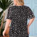 Amrto Plus Size Tops for Women Chiffon Blouses Square Neck Short Sleeve Fall Summer Business Casual Trendy (Black, XXL)