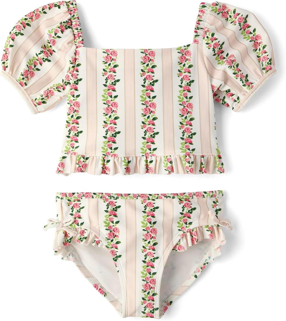 Gymboree Girls' and Toddler 2-piece Bikini Swimset, 3T (White)